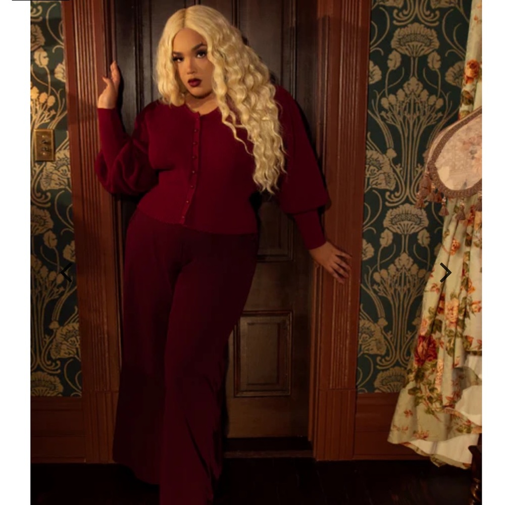Black Widow Palazzo Pants in Oxblood